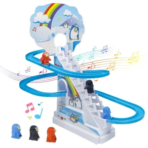 Kids Toy Penguin Slide Electric Railcar With Music