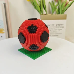 Red Soccer Ball Building Blocks Kit –Collector Display, The Toys for Sports Enthusiasts